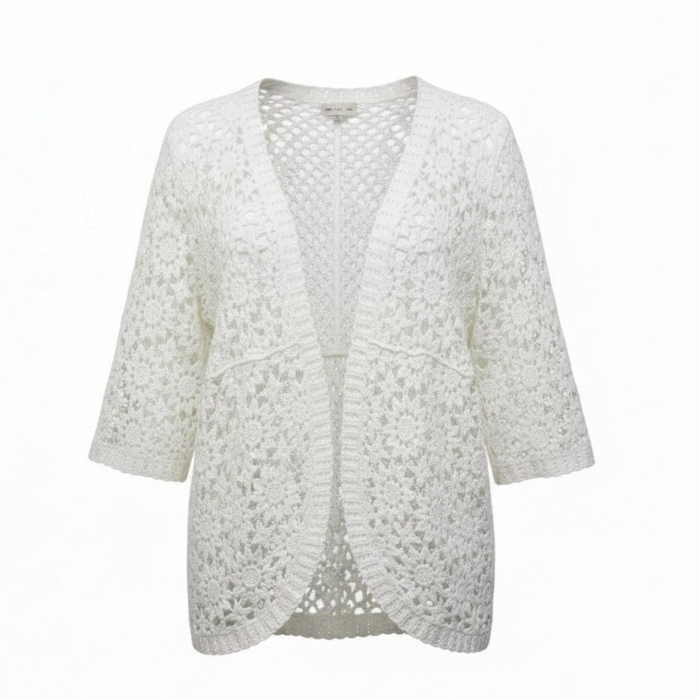 Woman Within‎ Crochet Romantic Open Knit Womens Size 26/28 3X Casual Cardigan